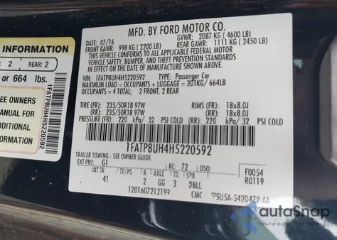 2017 Ford Mustang Ecoboost Premium from USA, damaged, VIN 1FATP8UH4H5220592